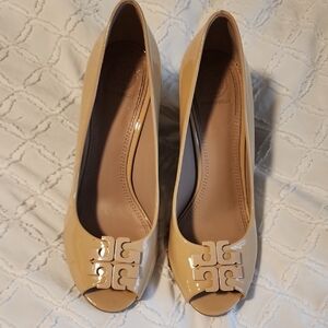 Tory Burch Beige Peep-Toe Heels